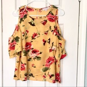 Mary & Mabel Cold Shoulder Floral Top